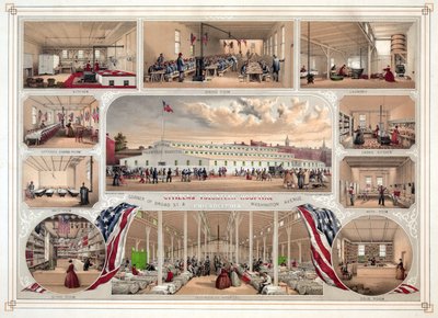 Affisch för Citizens Volunteer Hospital, Philadelphia, pub. 1862 av James Fuller Queen