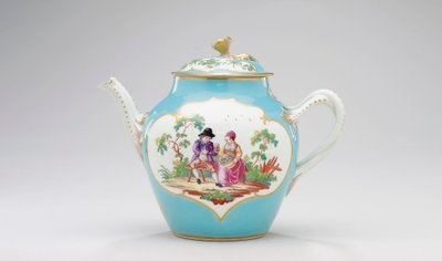 Worcester tekanna och lock, ca 1770 av James Giles