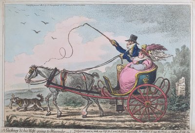A Cockney and his Wife going to Wycombe, utgiven av Hannah Humphrey 1805 (handfärgad etsning med akvatint) av James Gillray