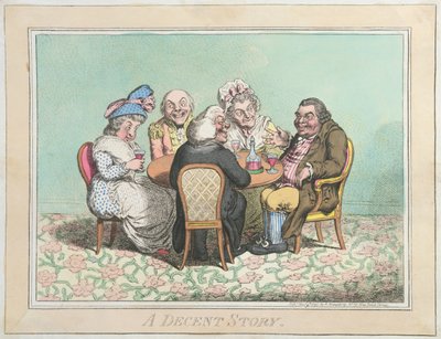 A Decent Story, utgiven av Hannah Humphrey 1795 (handkolorerad etsning) av James Gillray