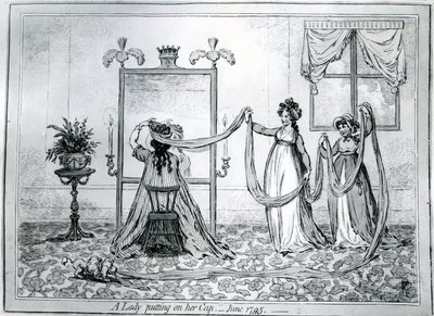 En dam som tar på sig hatten, 1795 av James Gillray