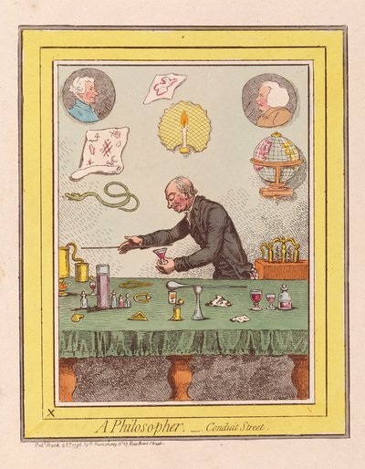 A Philosopher: Conduit Street, pub. 1796 (handfärgad gravyr) av James Gillray