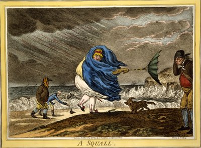A Squall, pub. H Humphrey, London, 1810 (handfärgad gravyr) av James Gillray