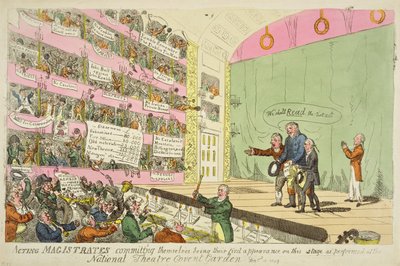 Tillförordnade domare som förpliktar sig, är deras första framträdande som uppträdde på National Theatre Covent Garden av James Gillray
