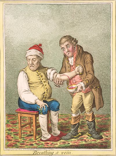 Breathing a Vein, publicerad av Hannah Humphrey, 1804 av James Gillray