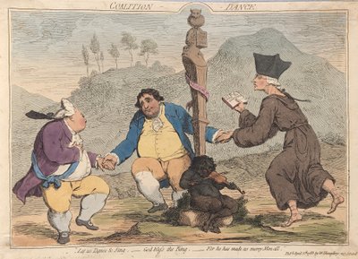 Koalitionsdans, pub. 1785 (handfärgad gravyr) av James Gillray