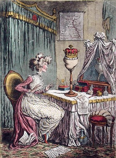Contemplations upon a Coronet, publicerad av Hannah Humphrey 1807 (handfärgad etsning med akvatint) av James Gillray