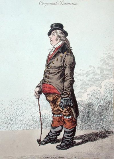 Corporeal Stamina, publicerad av Hannah Humphrey 1801 (handfärgad etsning) av James Gillray