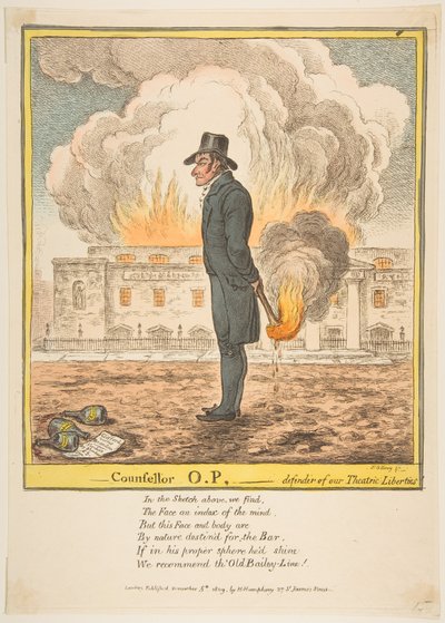 Rådgivare O.P.-Försvarare av våra teaterfriheter, 5 december 1809. av James Gillray