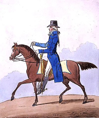 Equestrian Elegance, eller A Noble Scot, metamorfoserad, publicerad av Hannah Humphrey 1803 (handfärgad etsning) av James Gillray