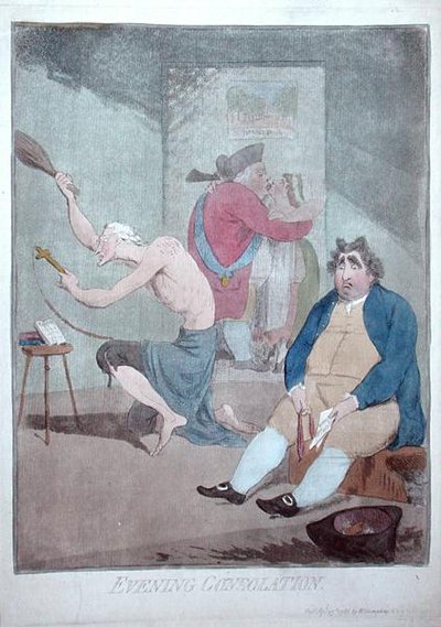 Evening Consolation, utgiven av William Humphrey 1785 (handkolorerad etsning) av James Gillray
