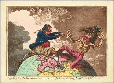 Kampen om Dunghill - eller - Jack Tar som gör upp med Buonaparte av James Gillray