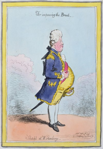 För att förbättra rasen, skissad i Wirtemberg, publicerad av Hannah Humphrey 1796 (handfärgad etsning) av James Gillray