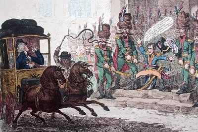 Tysk nonchalans, eller The Vexation of Little Boney, eller The Diplomatiques sena resa genom Paris av James Gillray