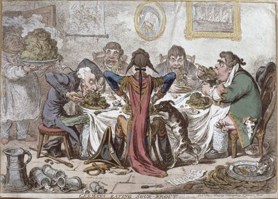 "Tyskar som äter surströmming", publicerad av Hannah Humphrey av James Gillray