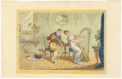Harmony Before Matrimony (recto); Rensa femstångsporten (verso) av James Gillray