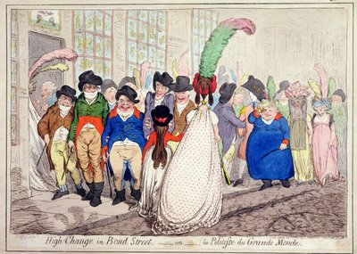 High Change in Bond Street, or La Politesse du Grande Monde, utgiven av Hannah Humphrey 1796 (handkolorerad etsning) av James Gillray