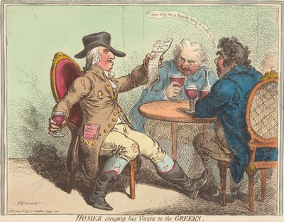 Homer singt seine Verse den Griechen av James Gillray