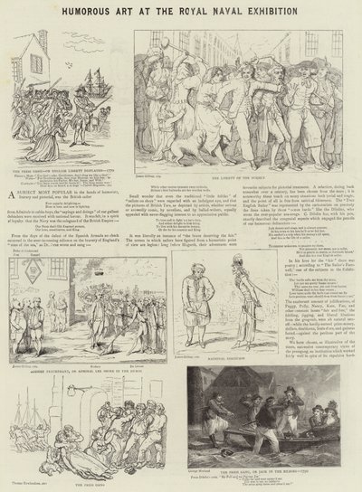 Humoristisk konst på Royal Naval Exhibition av James Gillray