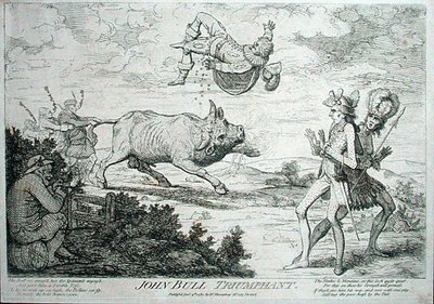 John Bull Triumphant, publicerad av William Humphrey 1780 (etsning) av James Gillray