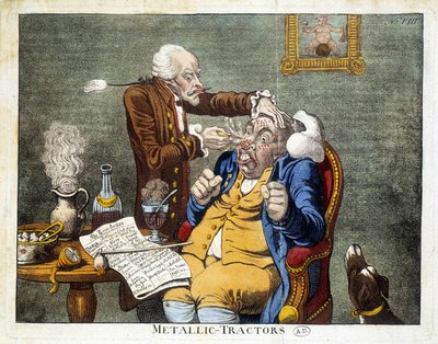 Man får knapparna bort från ansiktet av James Gillray