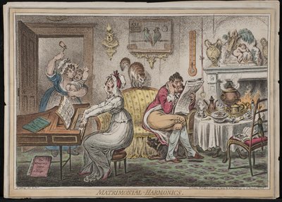Matrimonial Harmonics, publicerad av Hannah Humphrey, 1805 (handfärgad etsning) av James Gillray