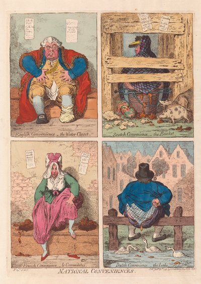 National Conveniences, pub. 1796 (handfärgad gravyr) av James Gillray