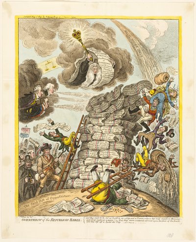 Störtandet av republikanen-Babel av James Gillray