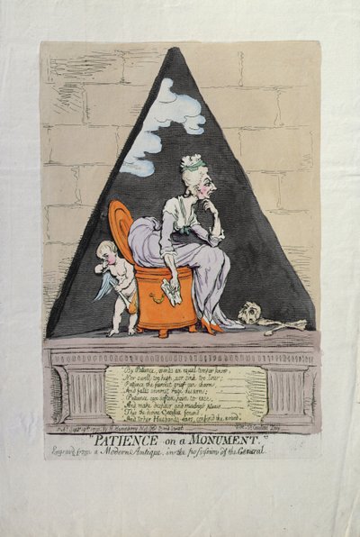 Patience on a Monument, utgiven av Hannah Humphrey 1791 (handkolorerad etsning) av James Gillray