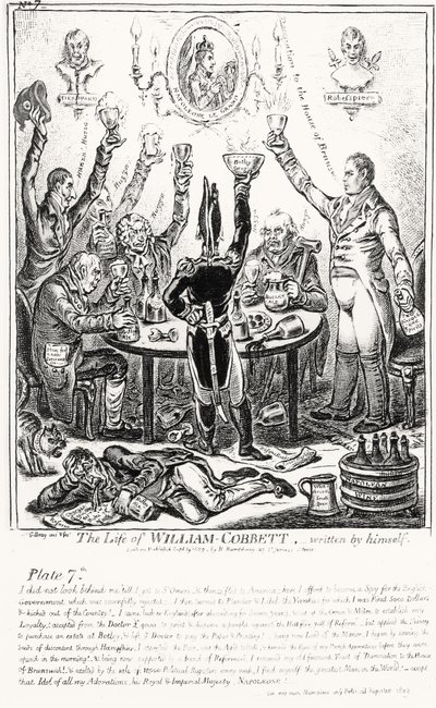 Tallrik 7, från The Life of William Cobbett, skriven av honom själv, pub. av H. Humphrey, 1809 av James Gillray