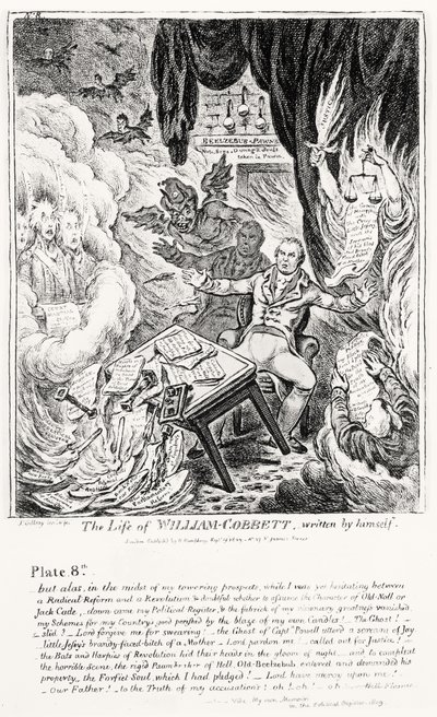 Tallrik 8, från The Life of William Cobbett, skriven av honom själv, pub. av H. Humphrey, 1809 av James Gillray