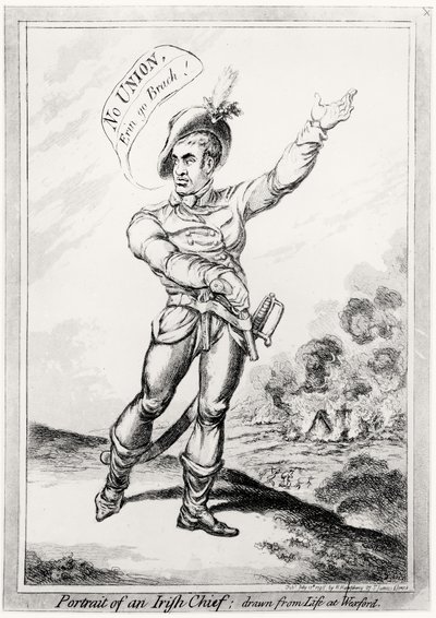 Porträtt av en irländsk hövding, hämtad från livet på Wexford, pub. av H. Humphrey, 10 juli 1798 (se 123751 för färg) av James Gillray