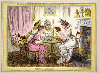 Tales of Wonder, pub. H. Humphrey, London, 1802 (handfärgad etsning) av James Gillray