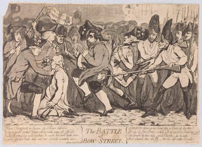 Slaget vid Bow-Street, pub. 1788 av James Gillray