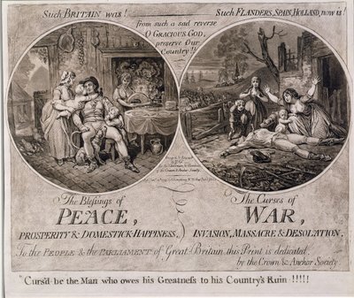 The Blessings of Peace and The Curses of War, utgiven av Hannah Humphrey 1795 av James Gillray