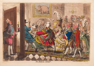 Bröllopsnatten, pub. 1797 (handfärgad gravyr) av James Gillray