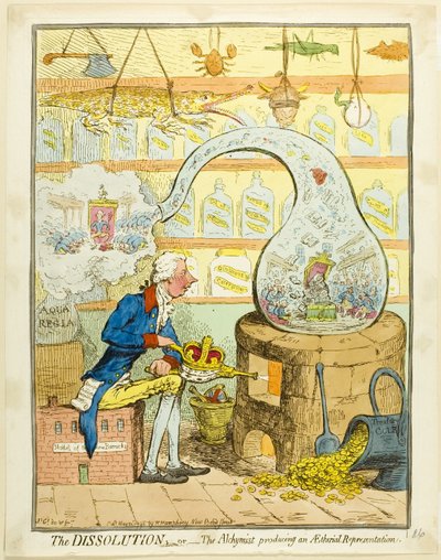 Upplösningen; eller Alchymisten som framställer en eterisk avbildning av James Gillray