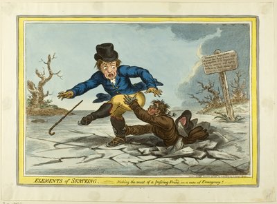 Skridskoåkningens element: Att göra det bästa av en passerande vän av James Gillray