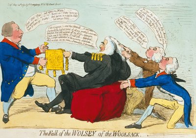 The Fall of the Wolsey of the Woolsack, utgiven av Hannah Humphrey 1792 (handkolorerad etsning) av James Gillray