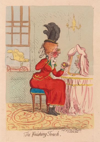 The Finishing Touch, pub. 1791 (handfärgad gravyr) av James Gillray
