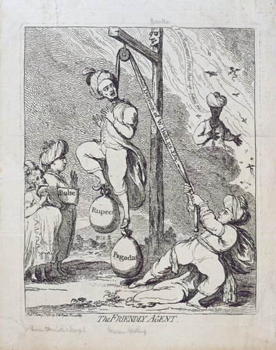 Den vänliga agenten, utgiven av S.W. Fores 1787 av James Gillray