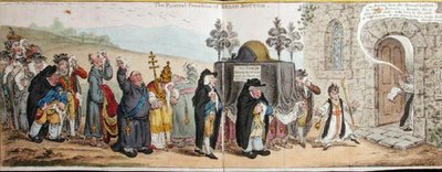 The Funeral Procession of Broad-Bottom, publicerad av Hannah Humphrey 1807 (handfärgad etsning) av James Gillray