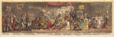 Den stora kröningsprocessen av Napoleon, den första kejsaren av Frankrike, från kyrkan Notre-Dame, 1805 av James Gillray