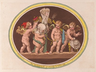 Amors och Psyches äktenskap, pub. 1797 (handfärgad gravyr) av James Gillray