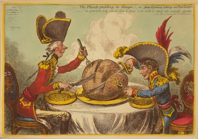 Plommonpuddingen i fara eller statliga epikurer som tar un Petit Souper av James Gillray