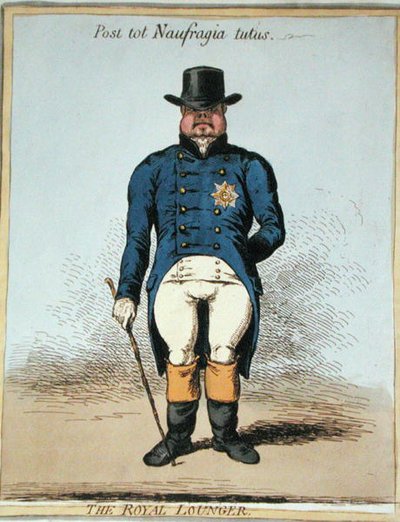Den kungliga liggstolen (handkolorerad etsning) av James Gillray