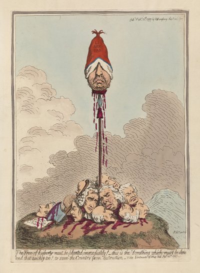 Frihetens träd måste planteras omedelbart, publicerad 1797 (handfärgad gravyr) av James Gillray