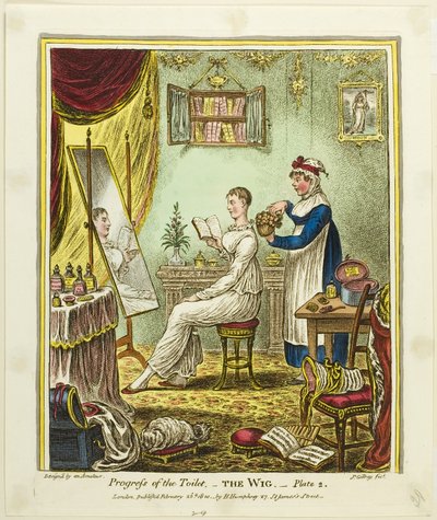 Peruken, plansch två från Toalettens framsteg av James Gillray