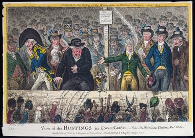 View of the Hustings in Covent Garden, publicerad av Hannah Humphrey 1806 (handfärgad etsning med akvatint) av James Gillray
