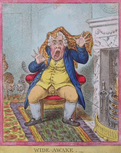 Wide Awake, utgiven av Hannah Humphrey 1806 (handkolorerad etsning) (se även 189788) av James Gillray